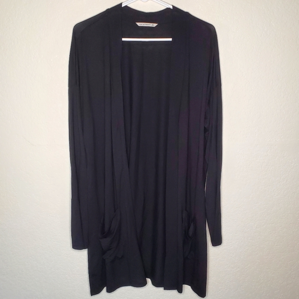 Port Authority long black open front cardigan 3XL